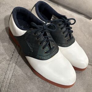 Vintage Footjoy White Tartan Golf Shoe Women 8 Green-Joys Spikes Some Missing